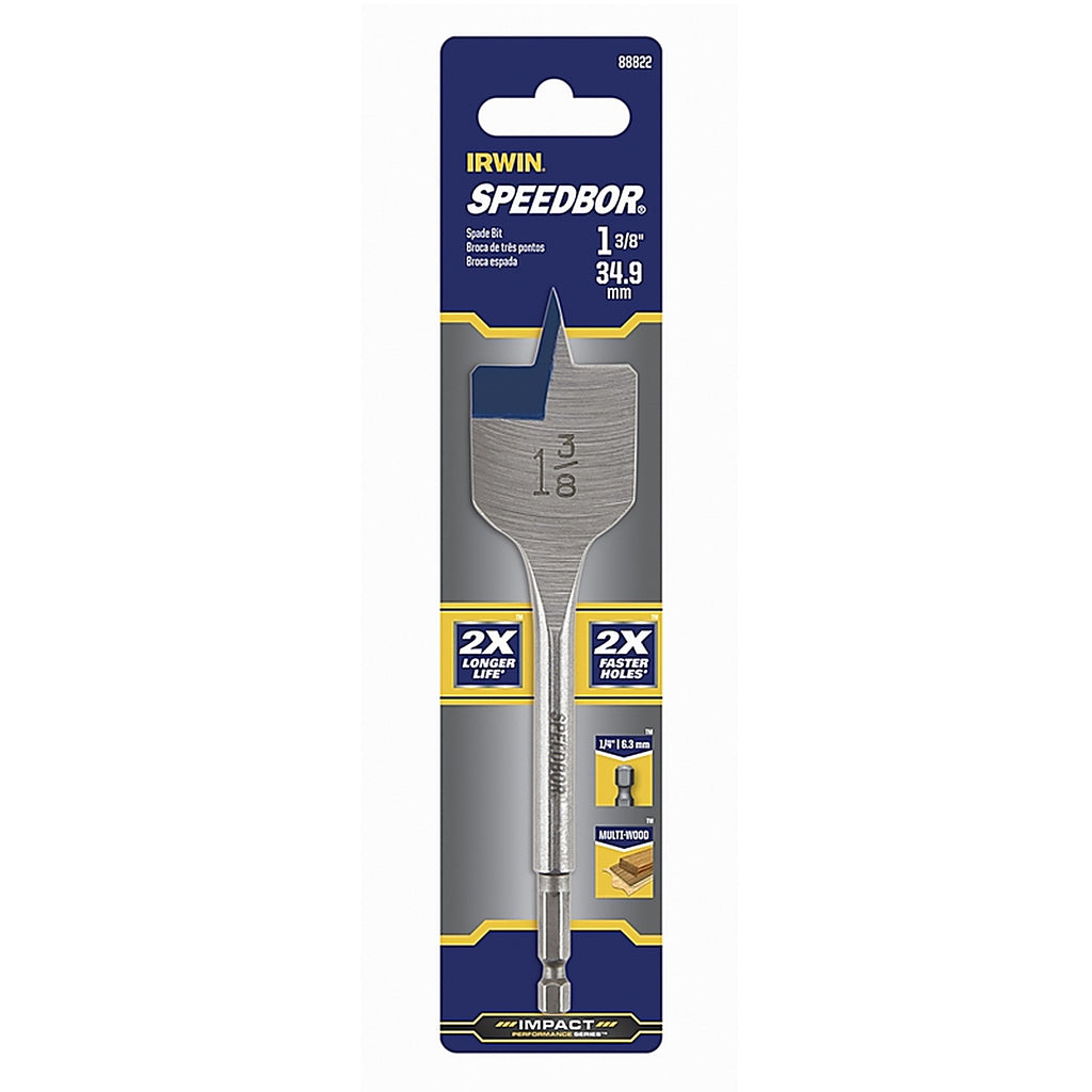 Irwin 88822 Speedbor 1-3/8 in. x 6 in. L Carbon Steel Wood Boring Bit 1/pc.