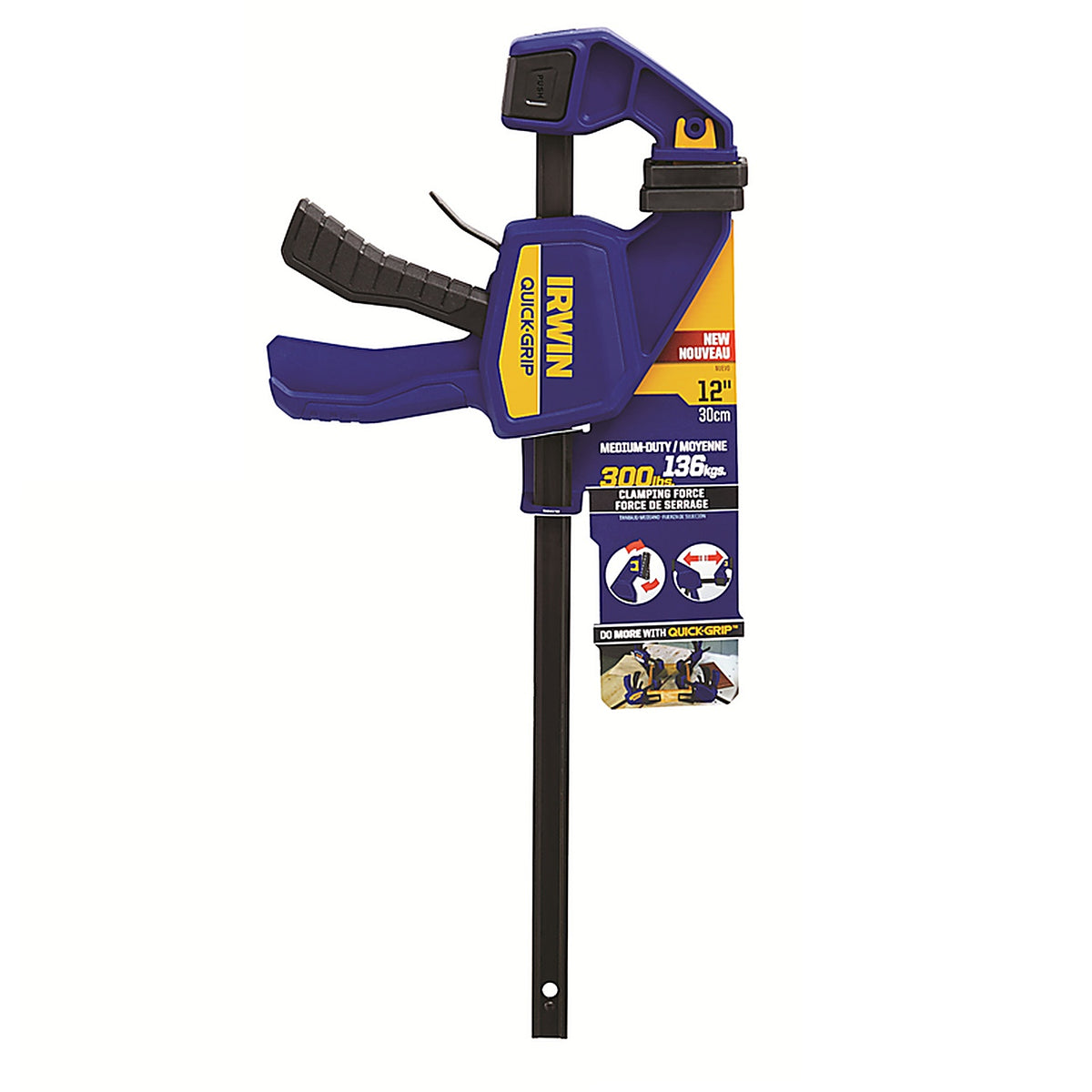 Irwin 1964718 Quick-Grip 12 in. x 3-1/2 in. D Bar Clamp 300 lb.