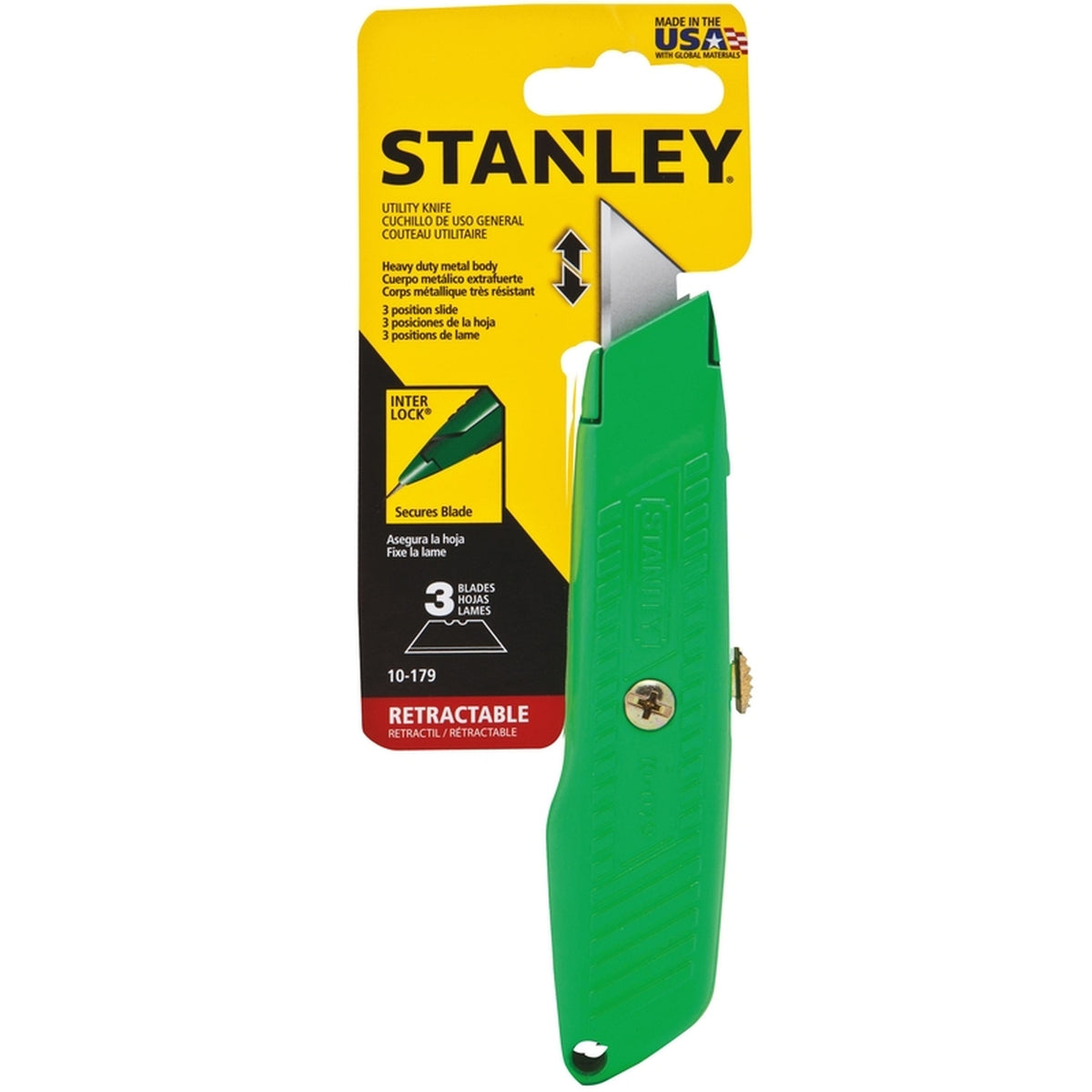 Stanley 10-179 Retractable Utility Knife Green 1/Pack