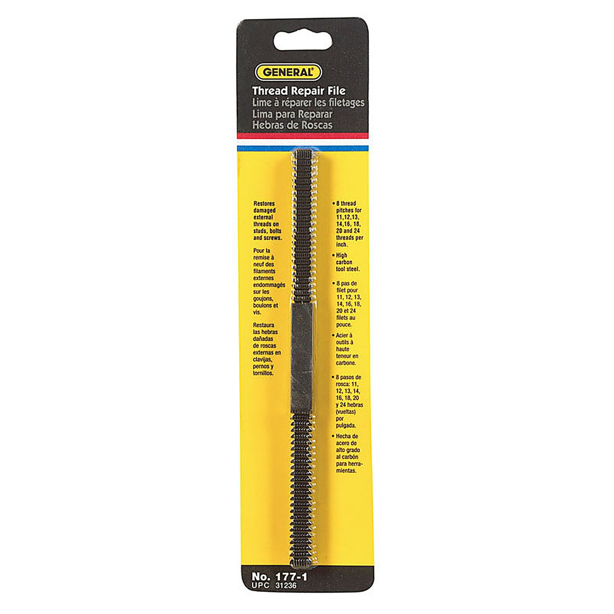 General Tools 177-1 8-1/2 in. L High Carbon Steel Assorted Thread Repair File 1/pc.