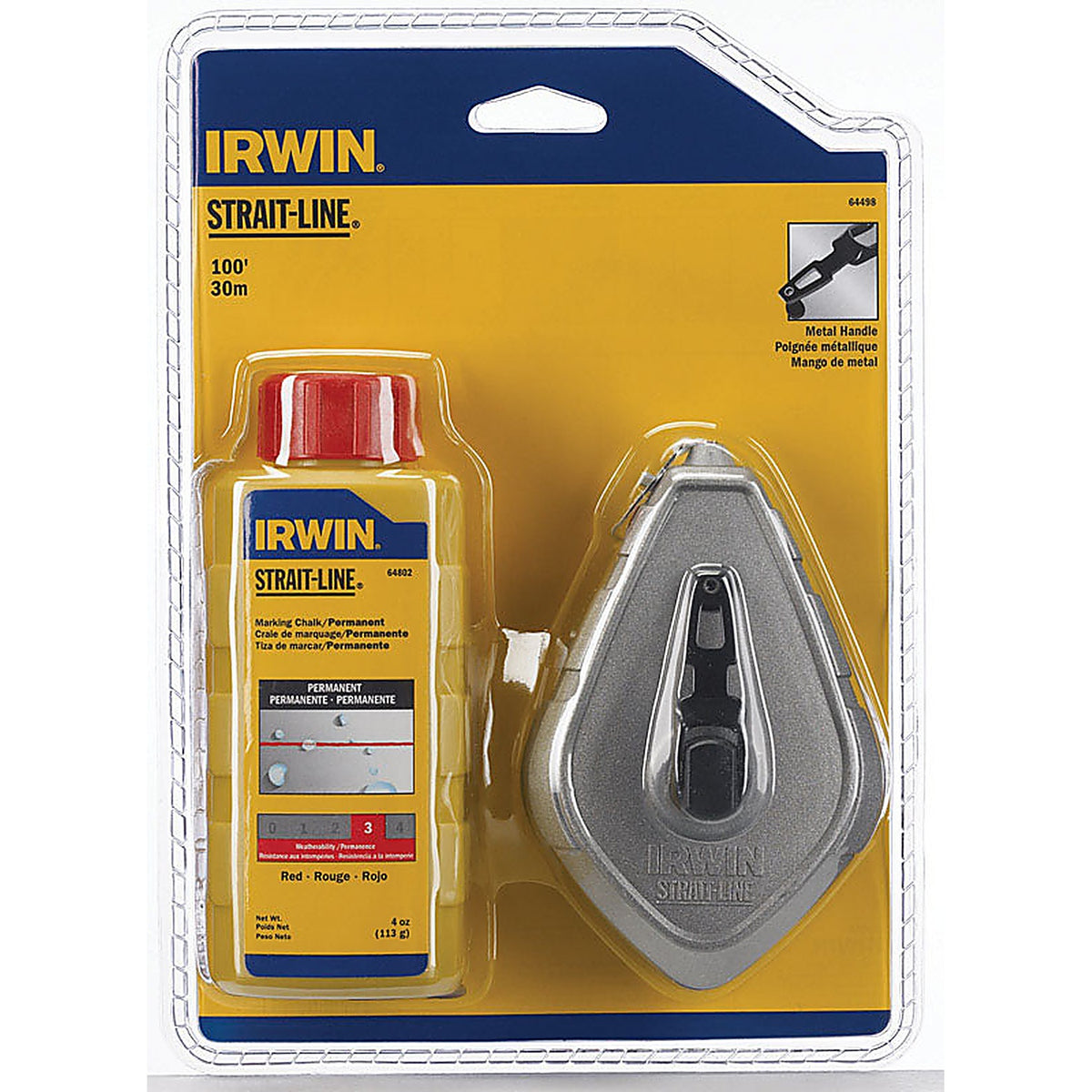 Irwin 1932881 Strait-Line 4 oz. Red Twisted Chalk and Reel Set 100 ft.