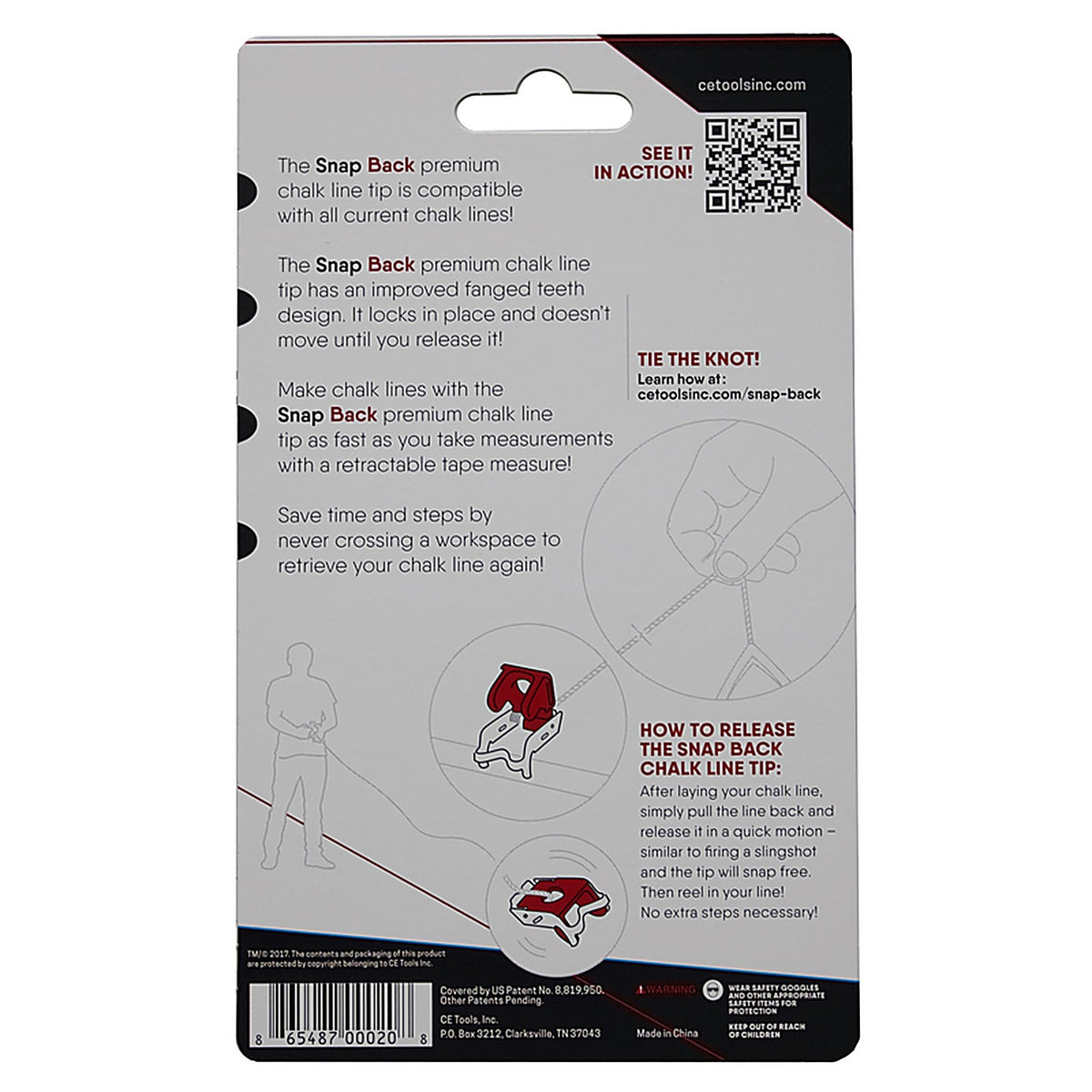 CE Tools CET101 SnapBack Releasable Chalk Line Tip