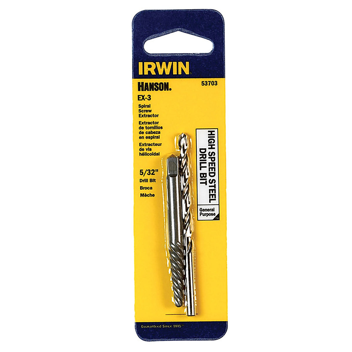 Irwin 53703 Hanson 5/32 in. x 5/32 in. Dia. High Speed Steel Drill Bit Extractor Set 6 in. 1/pc.
