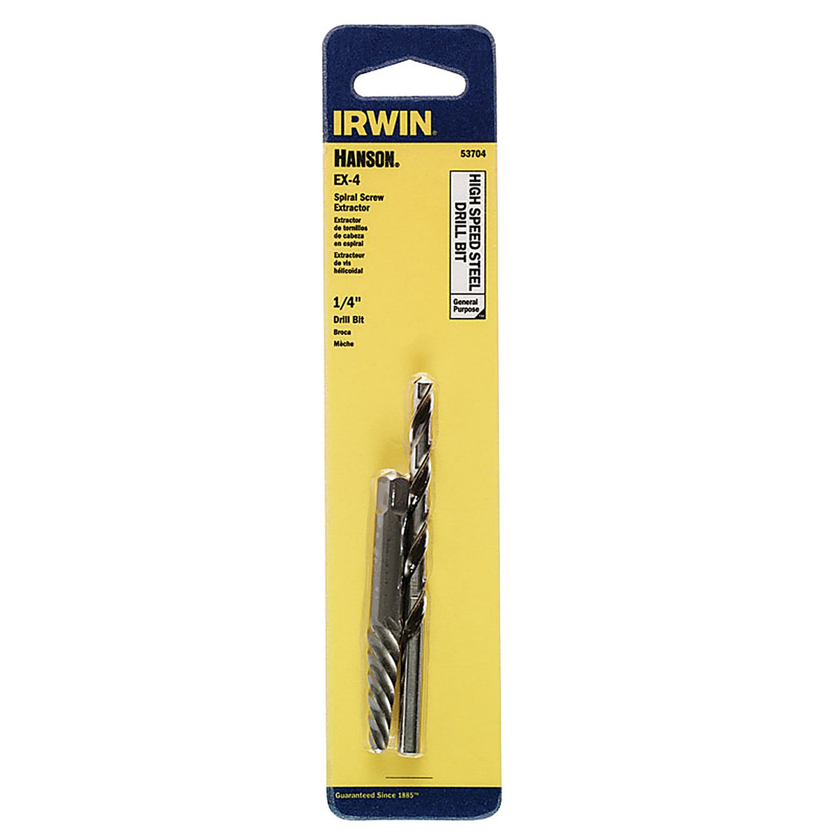 Irwin 53704 Hanson 1/4 in. x 1/4 in. Dia. High Speed Steel Drill Bit Extractor Set 6 in. 1/pc.