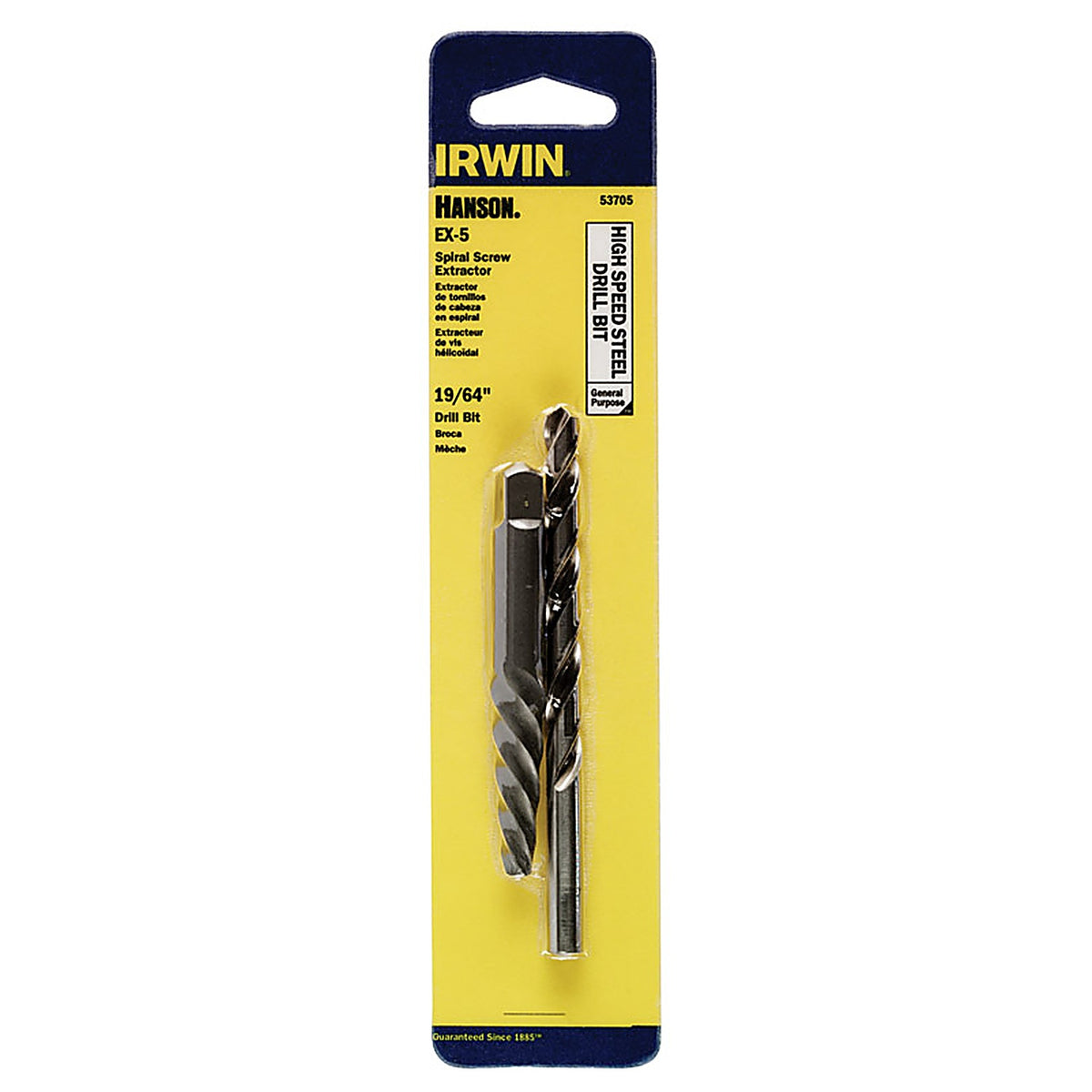 Irwin 53705 Hanson 19/64 in. x 4-3/8 in. L High Speed Steel Drill Bit Set 1/pc.