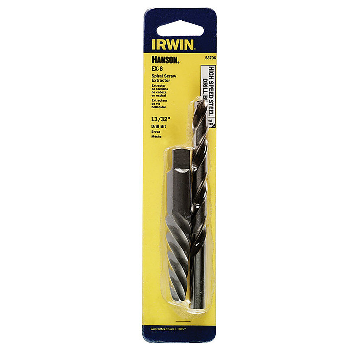 Irwin 53706 Hanson 19/64 in. x 13/32 in. Dia. High Speed Steel Drill Bit Extractor Set 7 in. 1/pc.