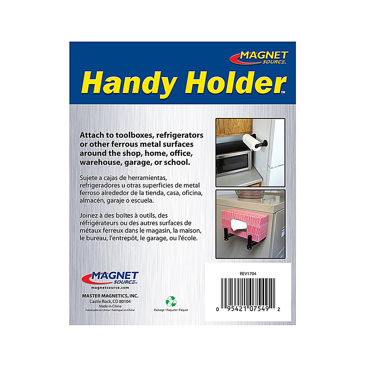Master Magnetics 7549 Handy HolderTM 4.625 in. Ceramic Magnetic Paper Towel Holder 3.4 MGOe Black 1/pc.