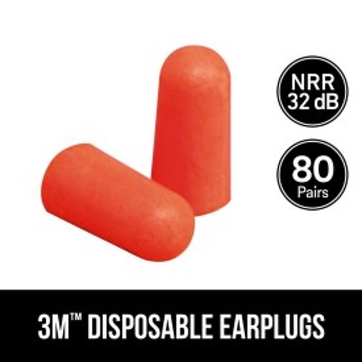 3M 92800-80-6DC 32 dB Soft Foam Ear Plugs Orange 80 pair