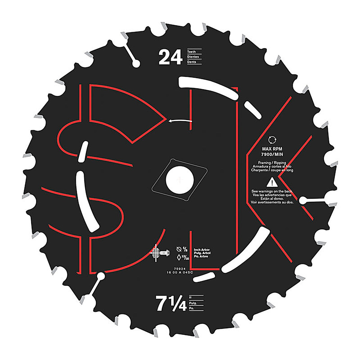 Skil 75924 SKILSAW 7-1/4 Dia. x 5/8 in. Carbide Tipped Steel Circular Saw Blade 24 teeth 1/pc.