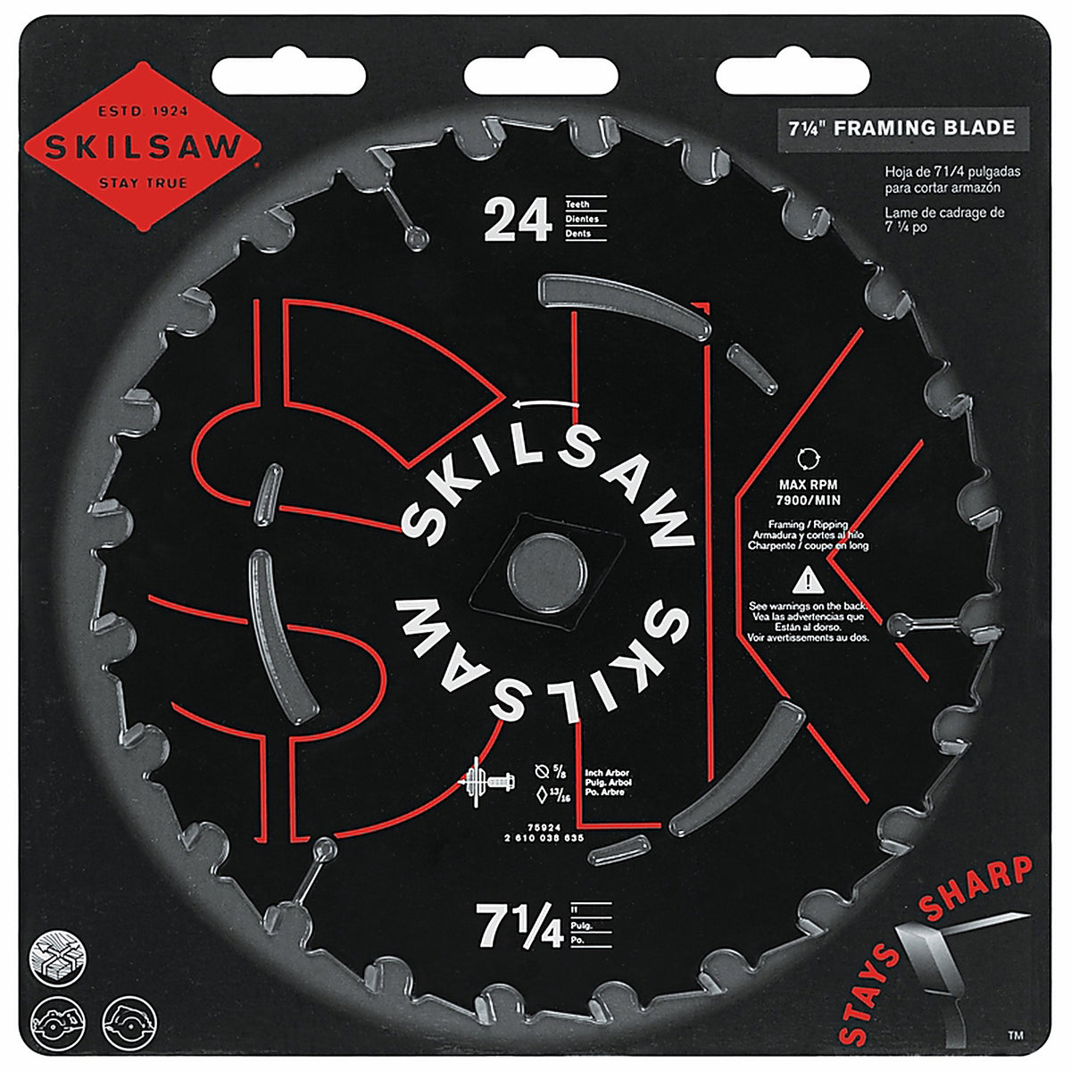 Skil 75924 SKILSAW 7-1/4 Dia. x 5/8 in. Carbide Tipped Steel Circular Saw Blade 24 teeth 1/pc.