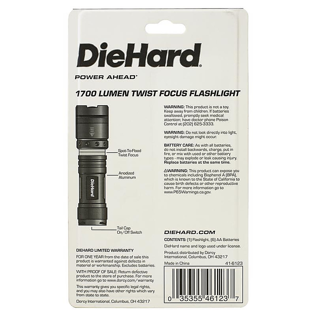 Dorcy 41-6123 DieHard 1700 lumens Gray LED Flashlight AA Battery