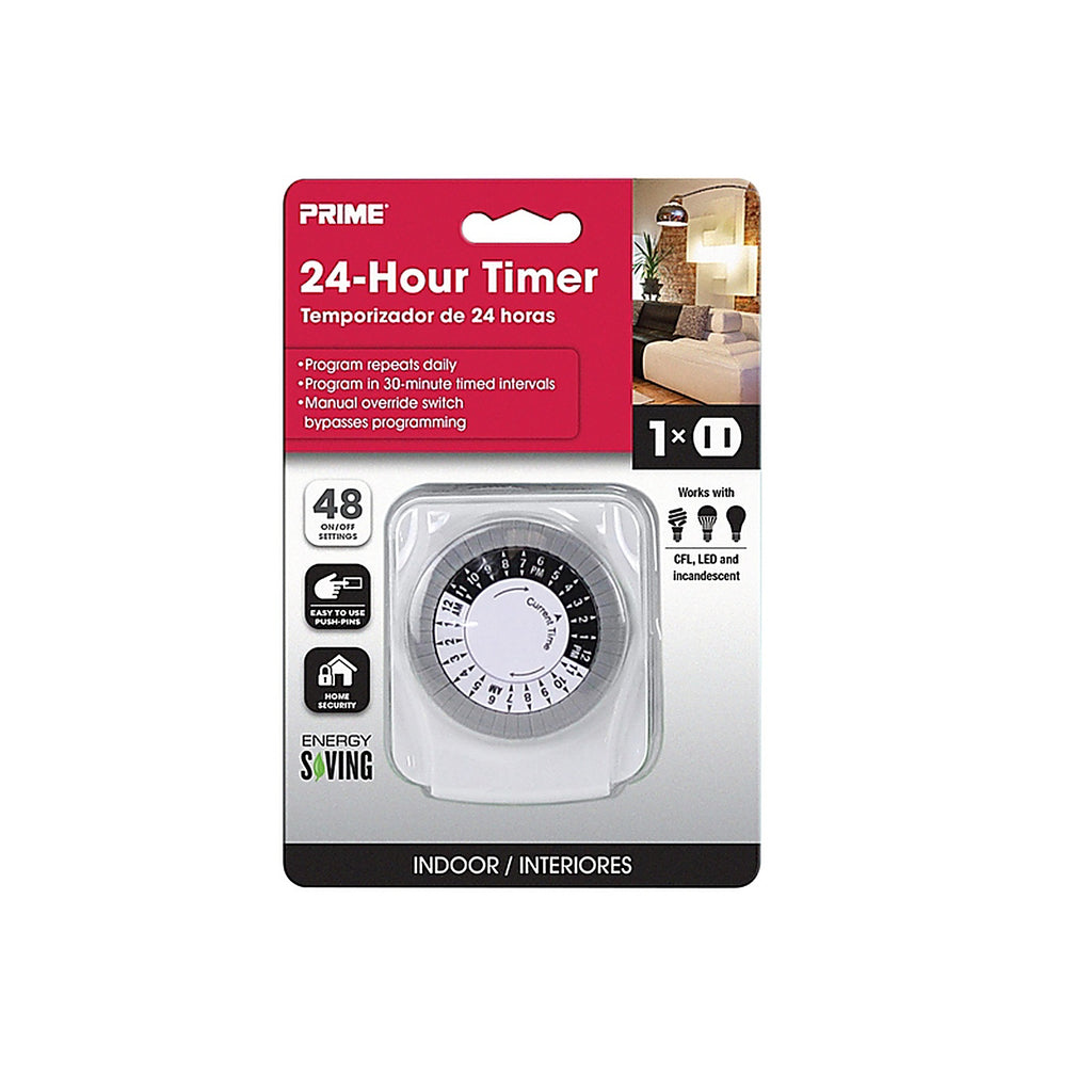 Prime TNI2412-RC Indoor 24 Hour Mechanical Timer 125 volt White