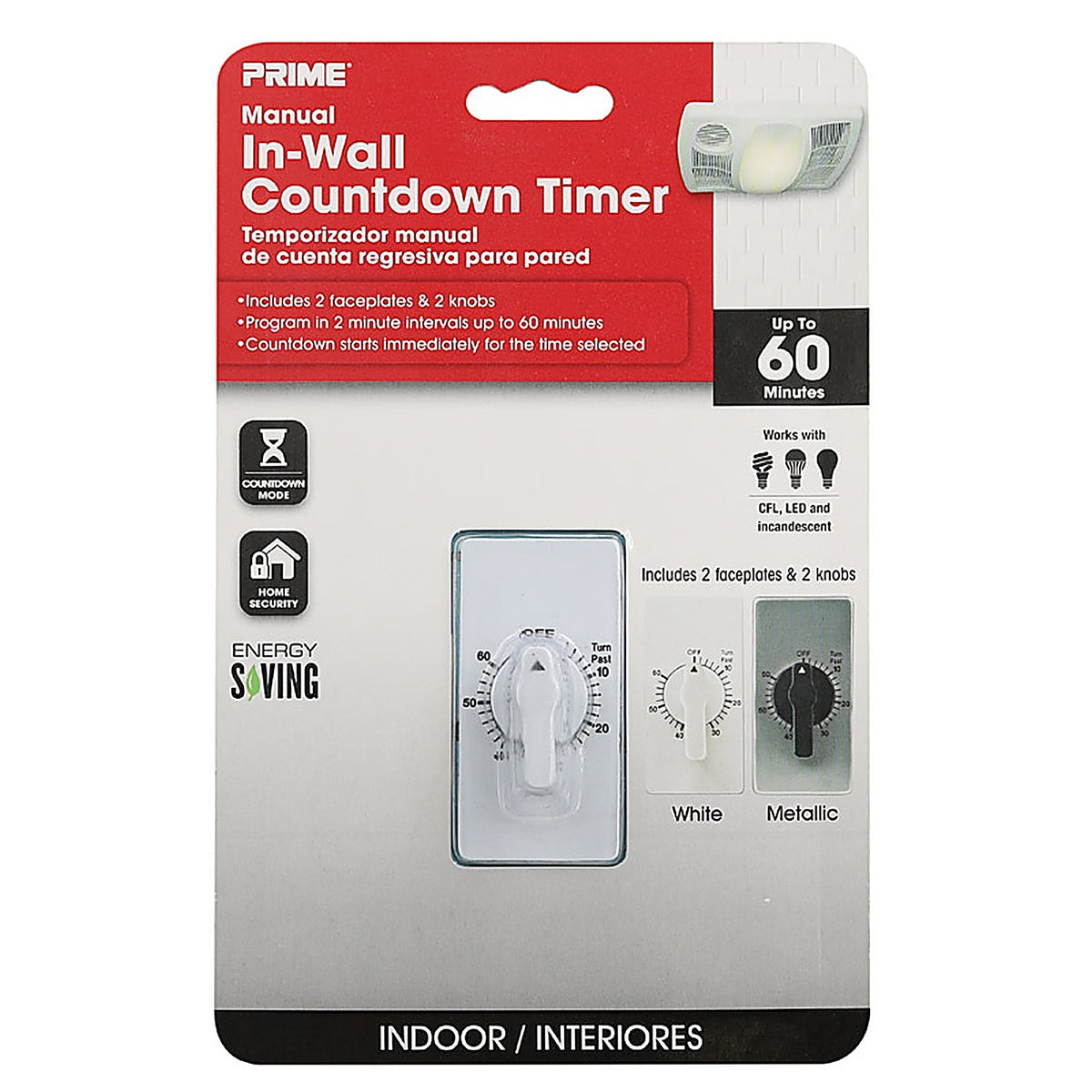 Prime TNIW060-RC Indoor Spring Wound Timer White