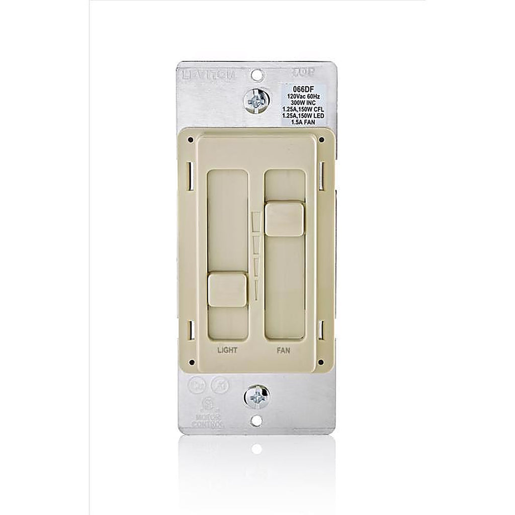 Leviton 66DF-I Decora SureSlide Ivory Fan/LED Dimmer Slide Switch 1/Pack