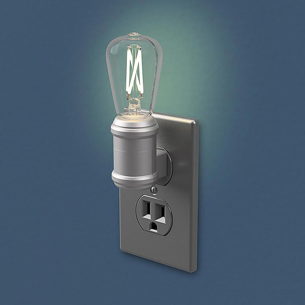 Westek NL-EDSN-DN AmerTac Automatic Plug-in Vintage Edison Aged Nickel LED Night Light