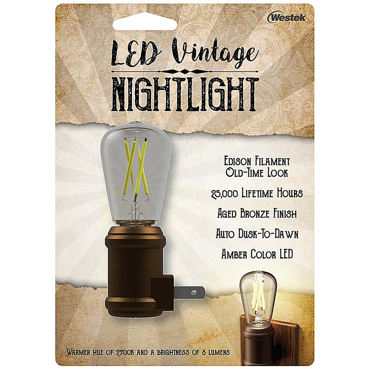 Westek NL-EDSN-DB AmerTac Automatic Plug-in Vintage Edison LED Night Light