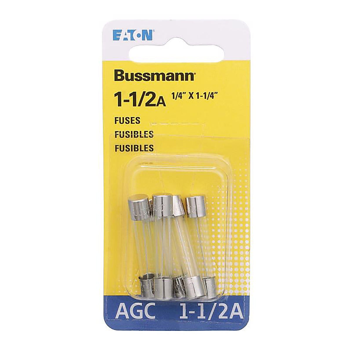 Bussmann BP/AGC-1-1/2-RP 1.5 amps Fast Acting Glass Fuse 5/Pack