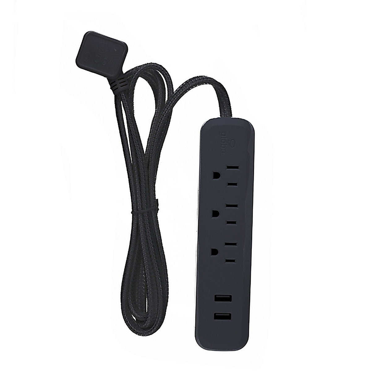 Globe Electric 78472 Designer 6 ft. L 3 outlets Power Strip with USB Ports Black