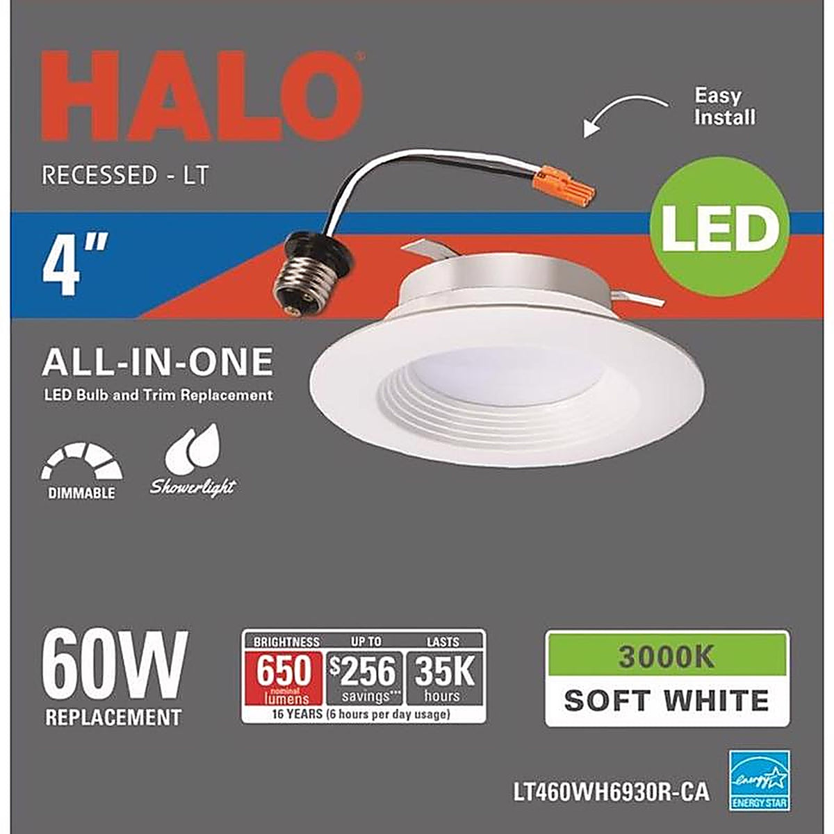Halo LT460WH6930R-CA White 4 in. W LED Retrofit Baffle Trim Kit