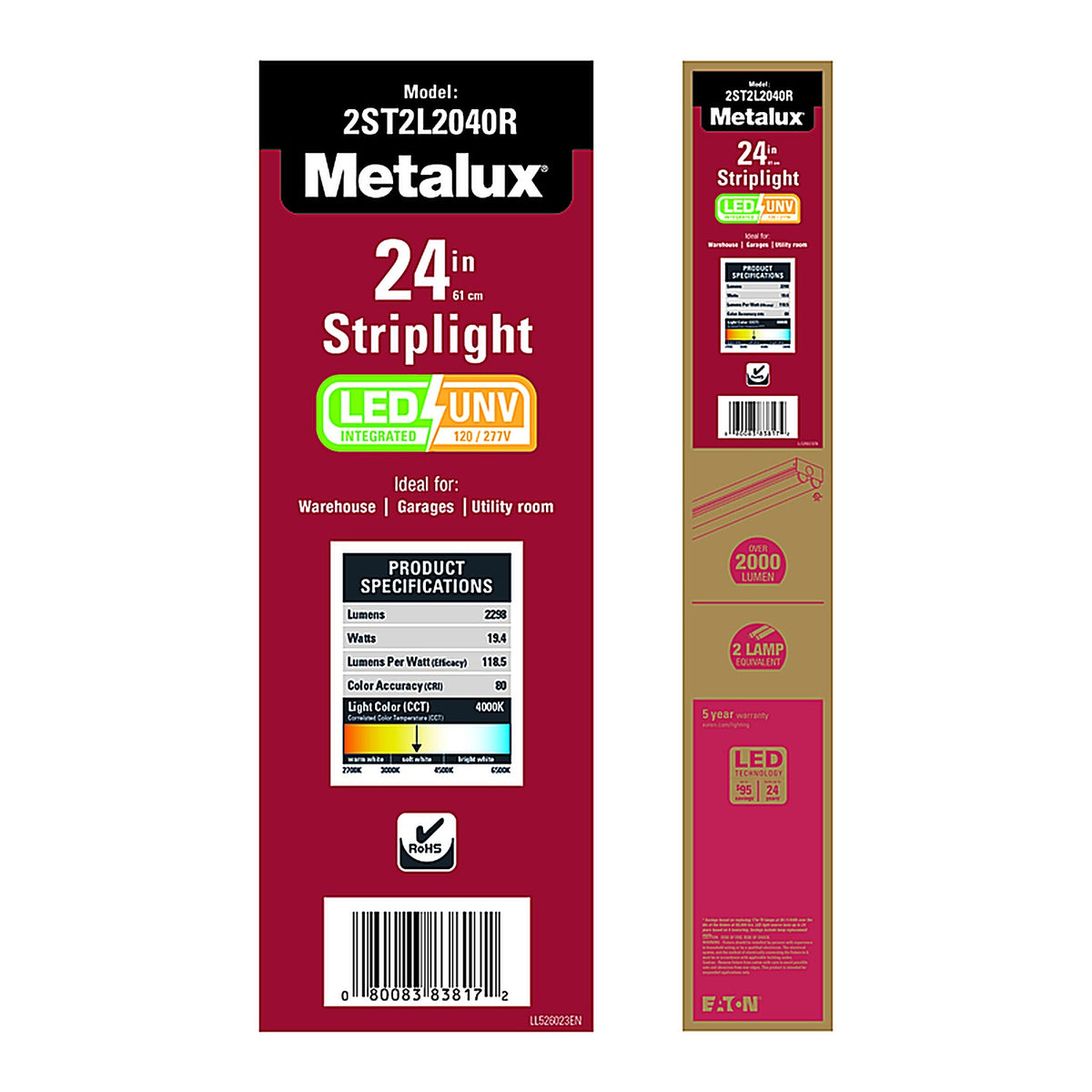 Metalux 2ST2L2040R 24 in. L White Hardwired LED Strip Light 2298 lumens