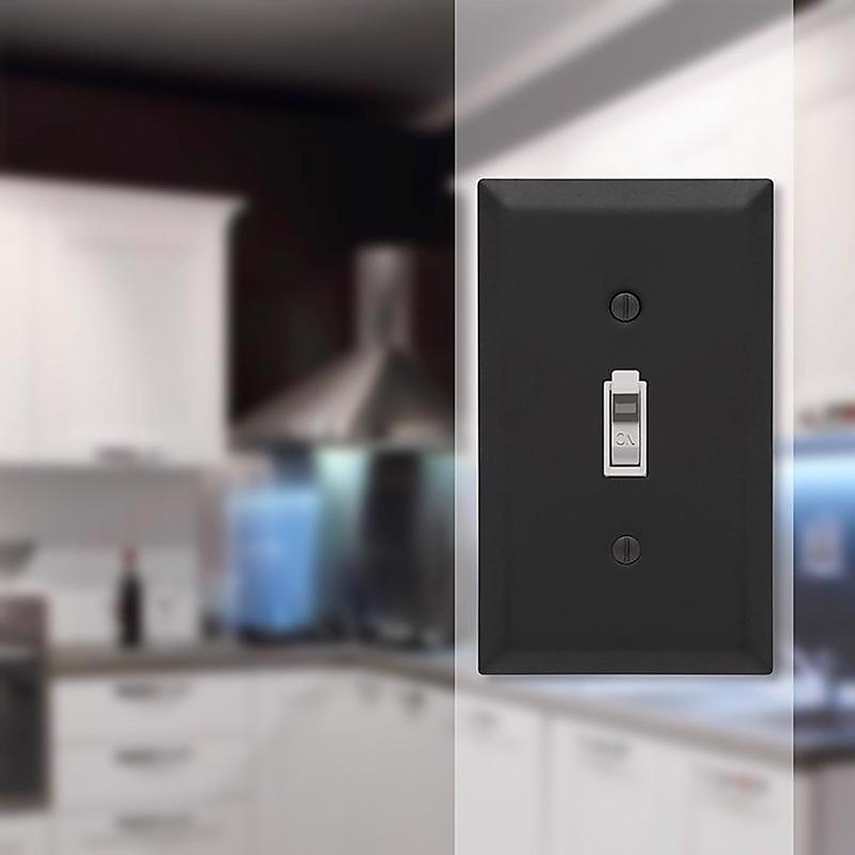 Amerelle 163TMB Century Matte Black 1 gang Stamped Steel Toggle Wall Plate 1/Pack