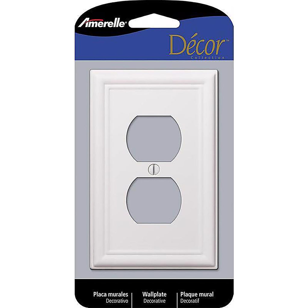 Amerelle 149DW Chelsea White 2 gang Stamped Steel Duplex Outlet Wall Plate 1/Pack