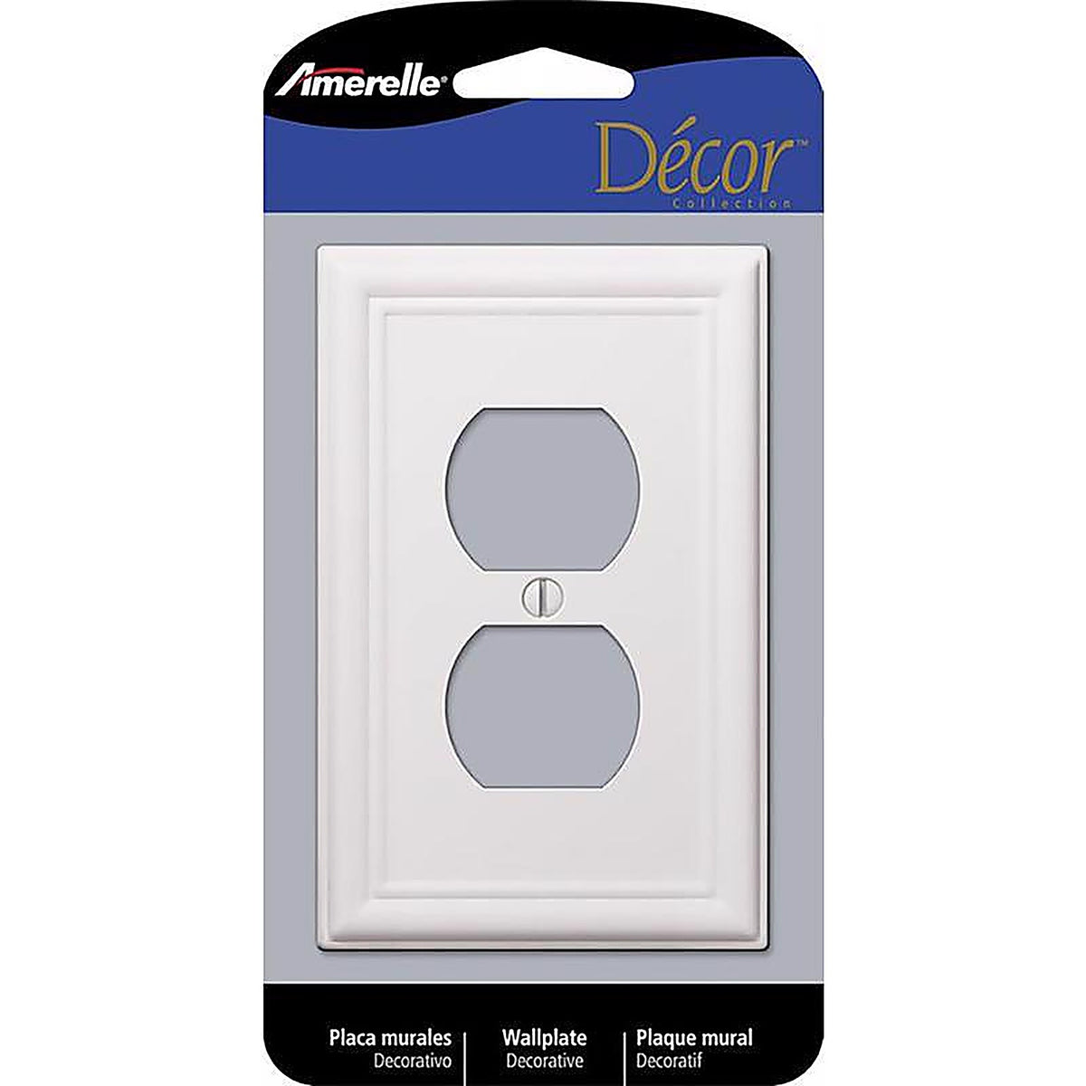 Amerelle 149DW Chelsea White 2 gang Stamped Steel Duplex Outlet Wall Plate 1/Pack