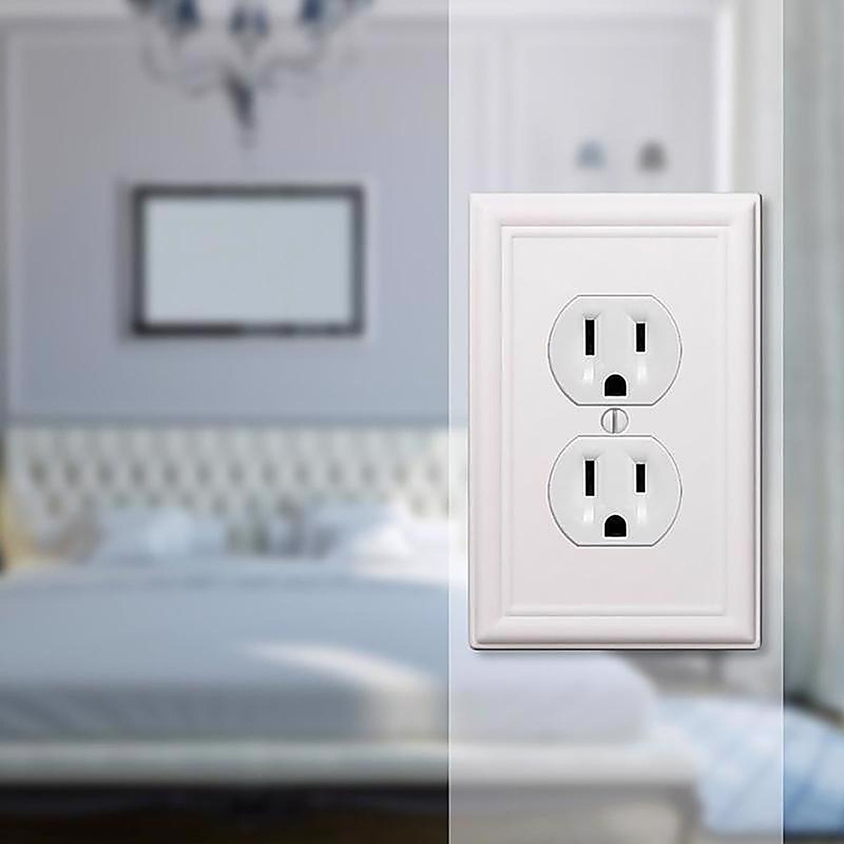 Amerelle 149DW Chelsea White 2 gang Stamped Steel Duplex Outlet Wall Plate 1/Pack