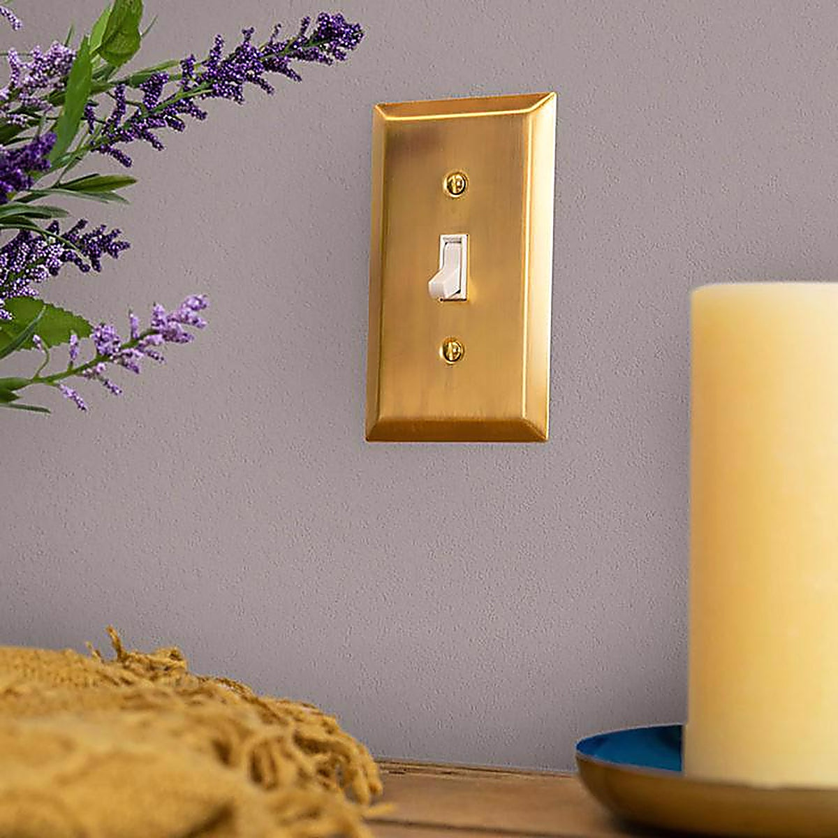 Amerelle 163TTSB Century Satin Brass Brass 2 gang Stamped Steel Toggle Wall Plate 1/Pack