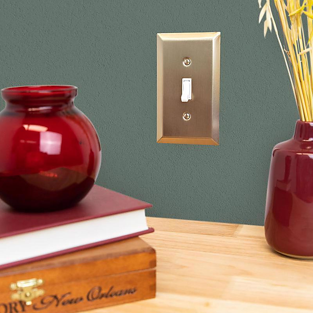 Amerelle 163TSB Century Satin Brass Brass 1 gang Stamped Steel Toggle Wall Plate 1/Pack