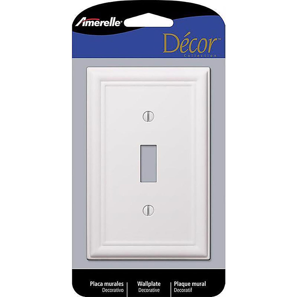 Amerelle 149TW Chelsea White 1 gang Stamped Steel Toggle Wall Plate 1/Pack