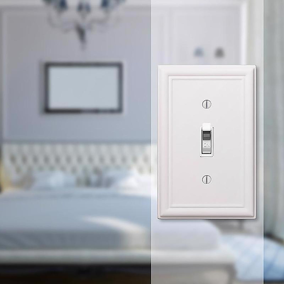 Amerelle 149TW Chelsea White 1 gang Stamped Steel Toggle Wall Plate 1/Pack