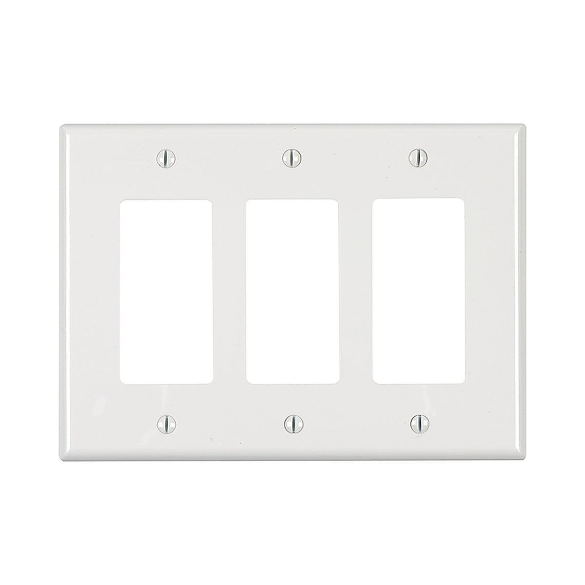 Leviton PJ263-00W White 3 gang Thermoplastic Nylon Decora/GFCI Wall Plate 1/Pack