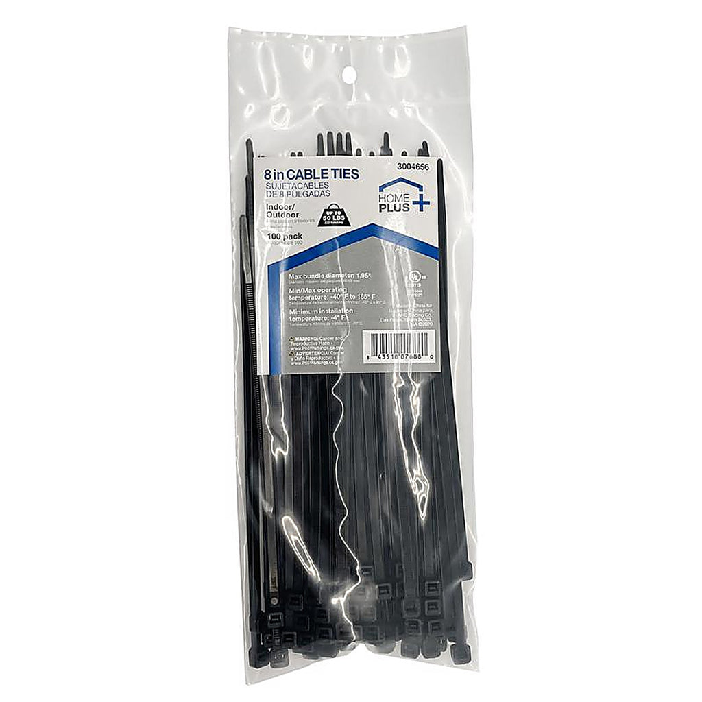 Home Plus LH-S-200-8-BK 8 in. L Black Cable Tie 100/Pack