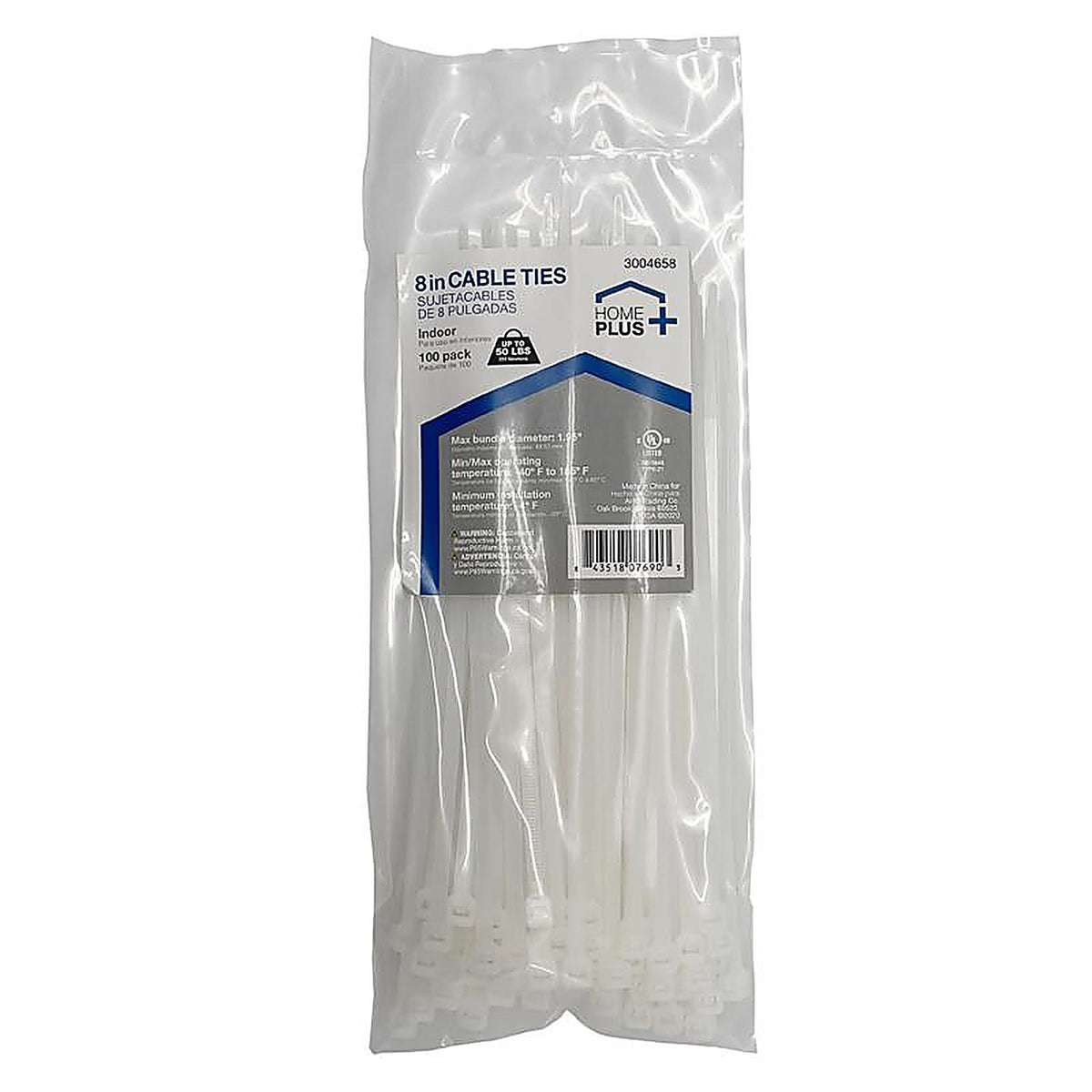 Home Plus LH-S-200-8-N 8 in. L White Cable Tie 100/Pack