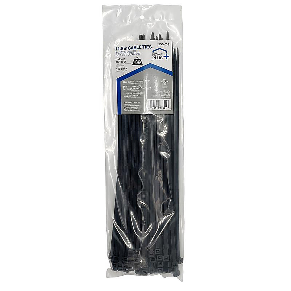 Home Plus LH-S-300-12-B 11.8 in. L Black Cable Tie 100/Pack