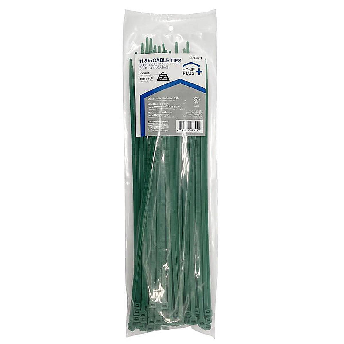 Home Plus LH-S-300-12-GN 11.8 in. L Green Cable Tie 100/Pack