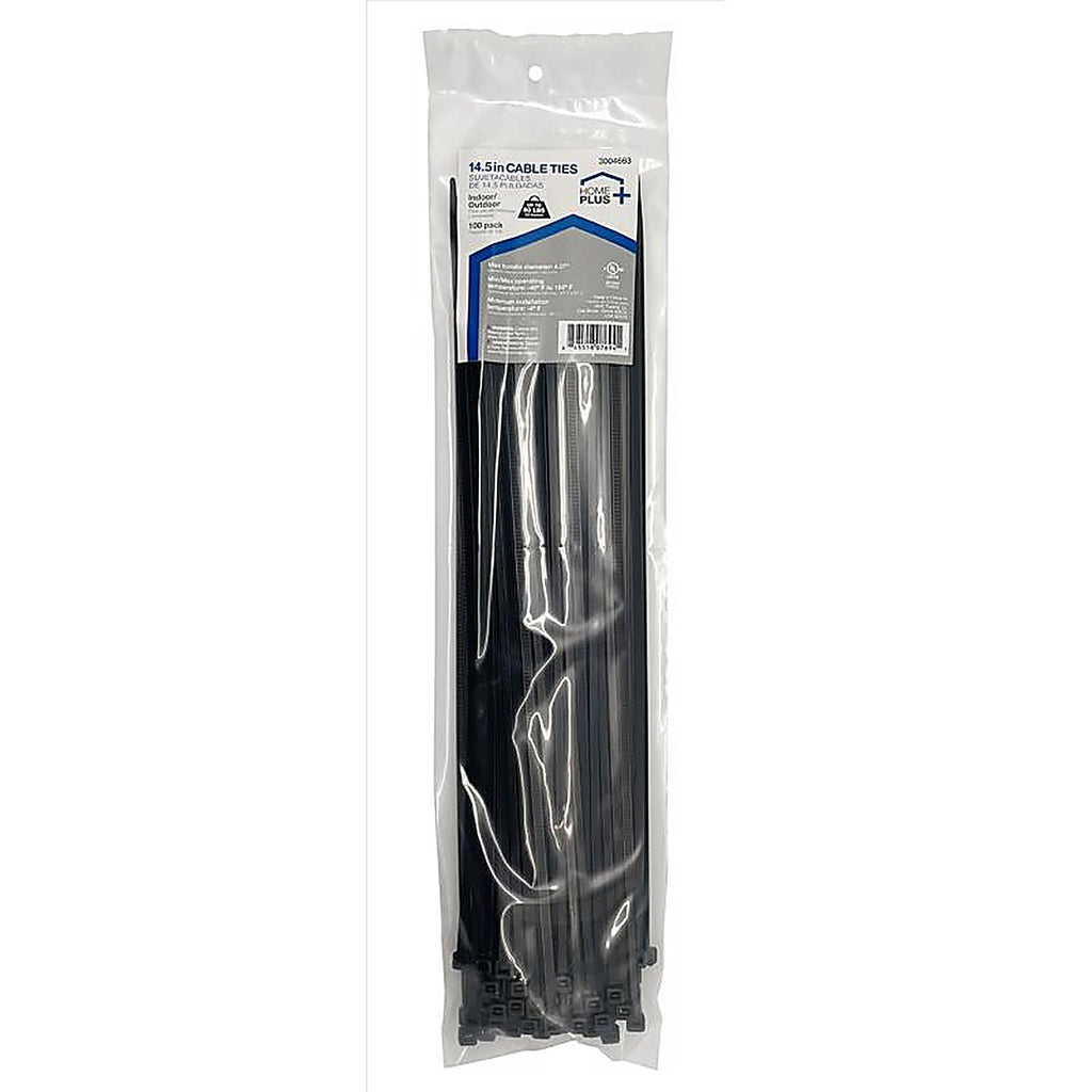 Home Plus LH-S-370-15-BK 14.5 in. L Black Cable Tie 100/Pack
