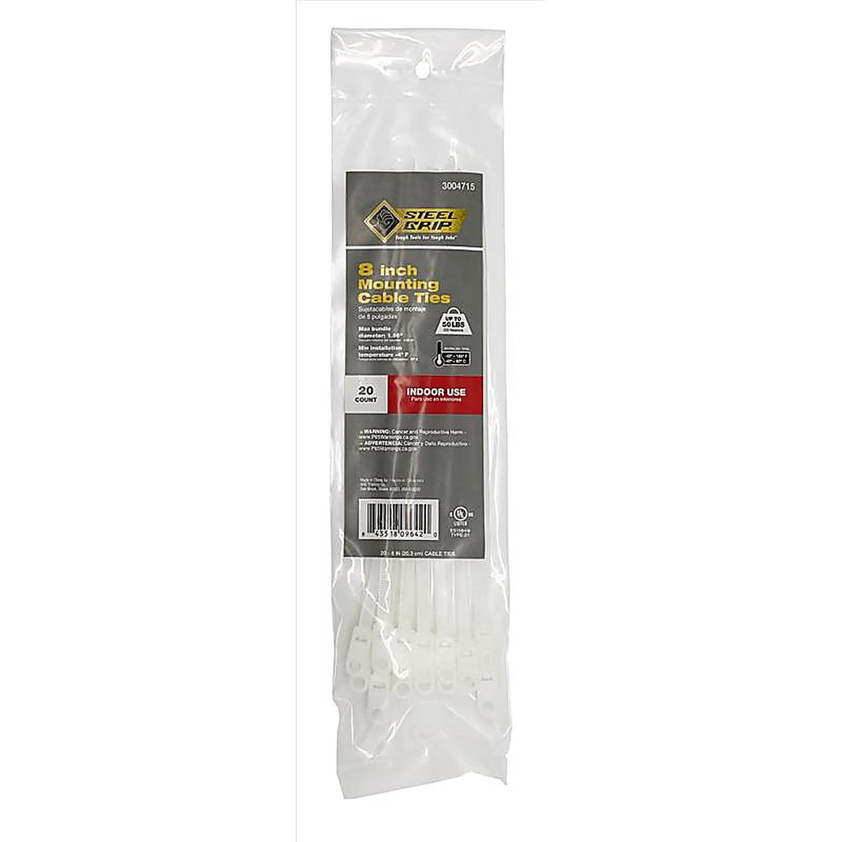 Steel Grip MT-S-200-8-N20 8 in. L White Cable Tie 20/Pack