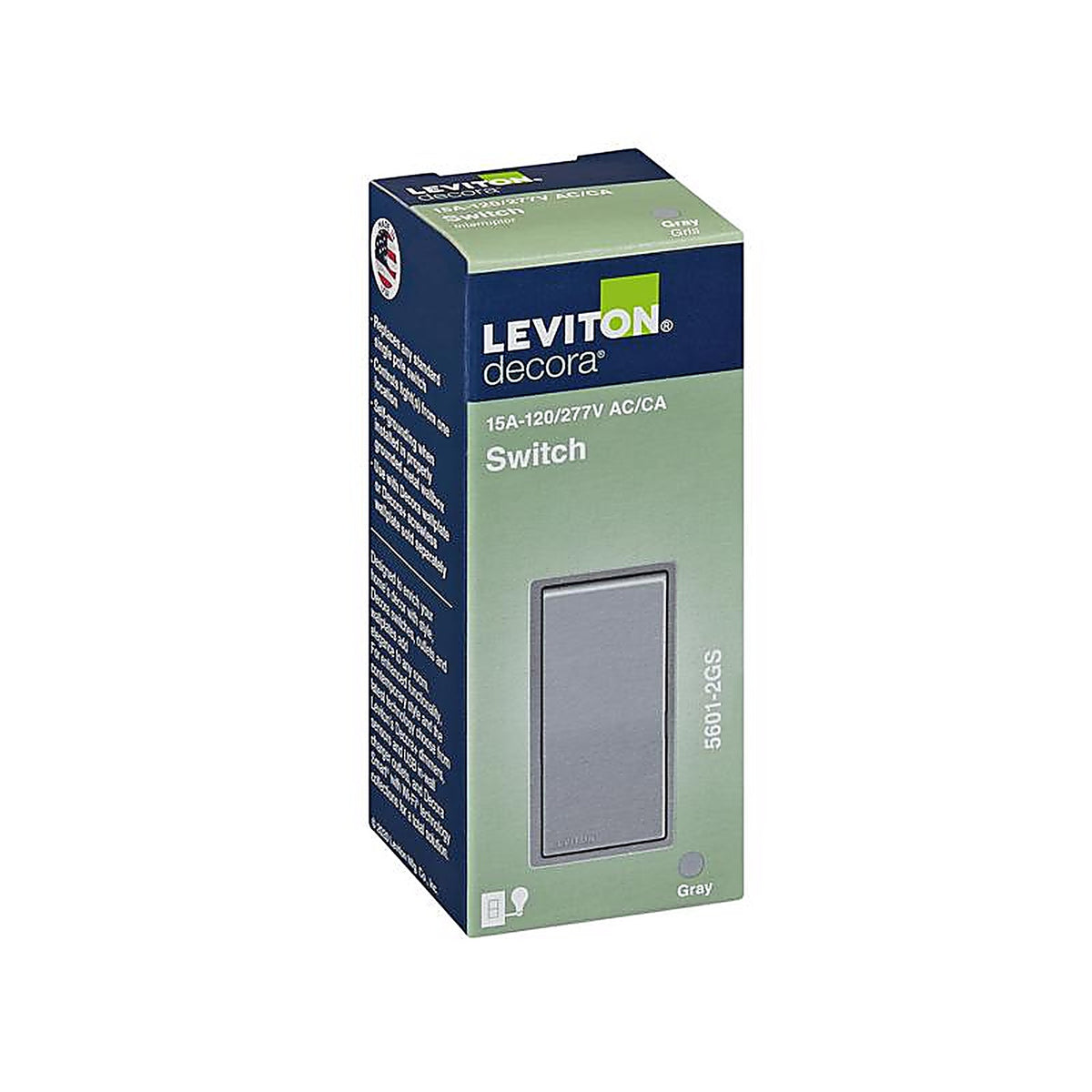 Leviton 05601-2GS Decora 15 amps Single Pole Rocker Switch Light Gray 1/Pack