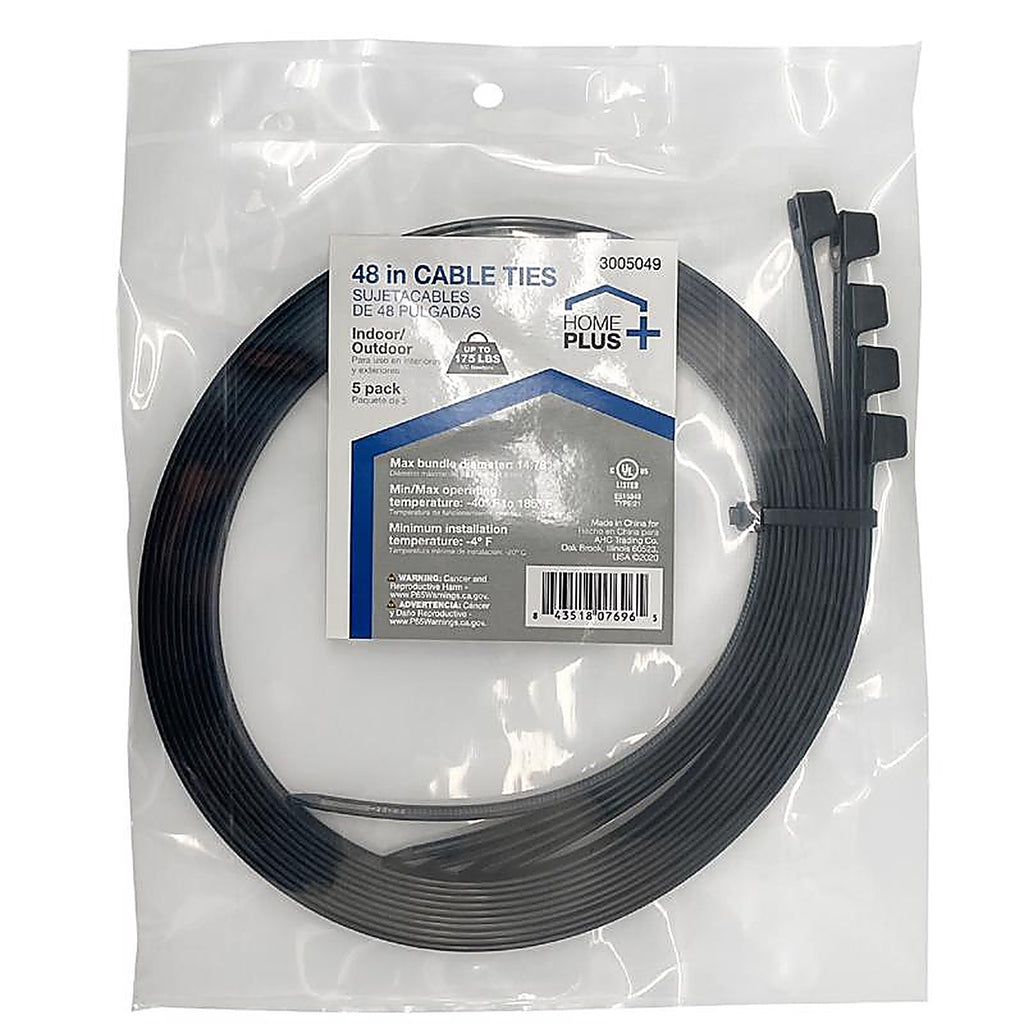 Home Plus EHD-1220-48-BK5 48 in. L Black Cable Tie 10/Pack