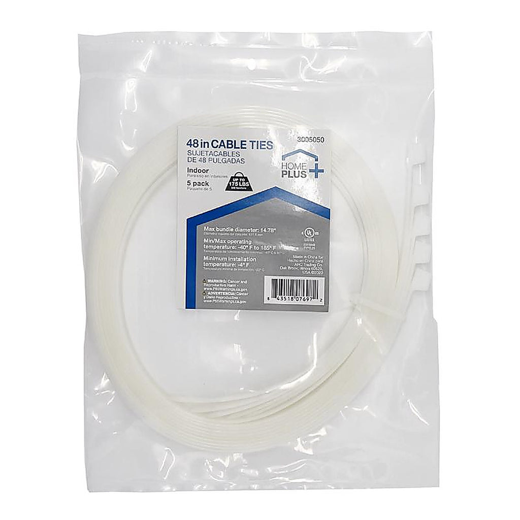 Home Plus EHD-1220-48-N5 48 in. L White Cable Tie 10/Pack