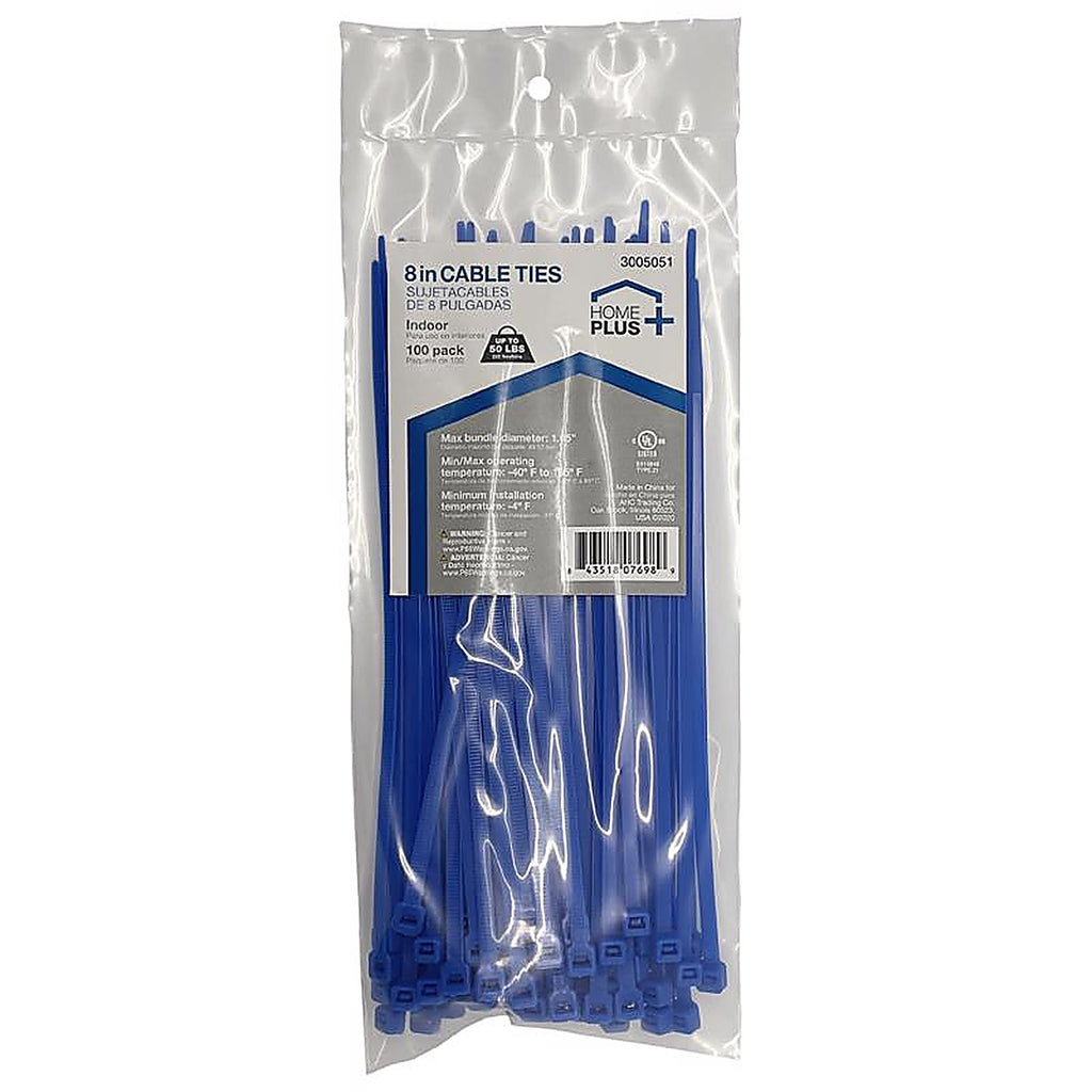 Home Plus LH-S-200-8-BE 8 in. L Blue Cable Tie 100/Pack