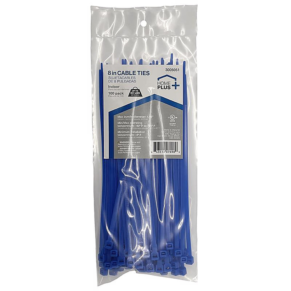 Home Plus LH-S-200-8-BE 8 in. L Blue Cable Tie 100/Pack