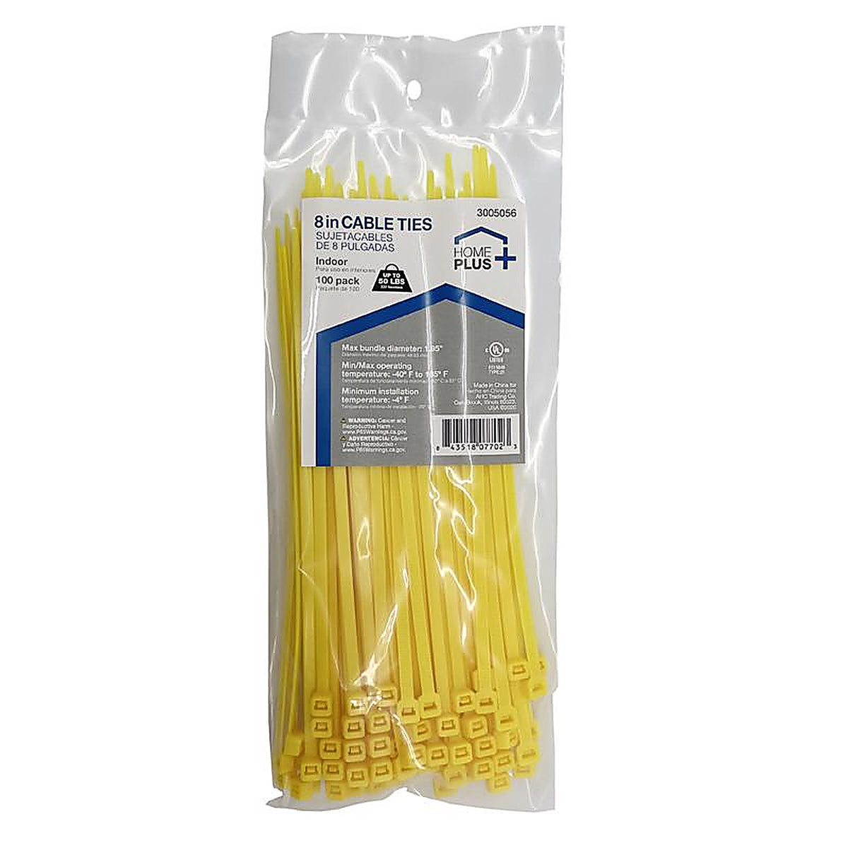 Home Plus LH-S-200-8-YW 8 in. L Yellow Cable Tie 100/Pack