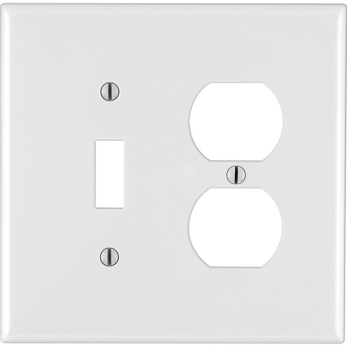 Cooper 0PJ18-00W Leviton White 2 gang Nylon Duplex/Toggle Wall Plate 1/Pack