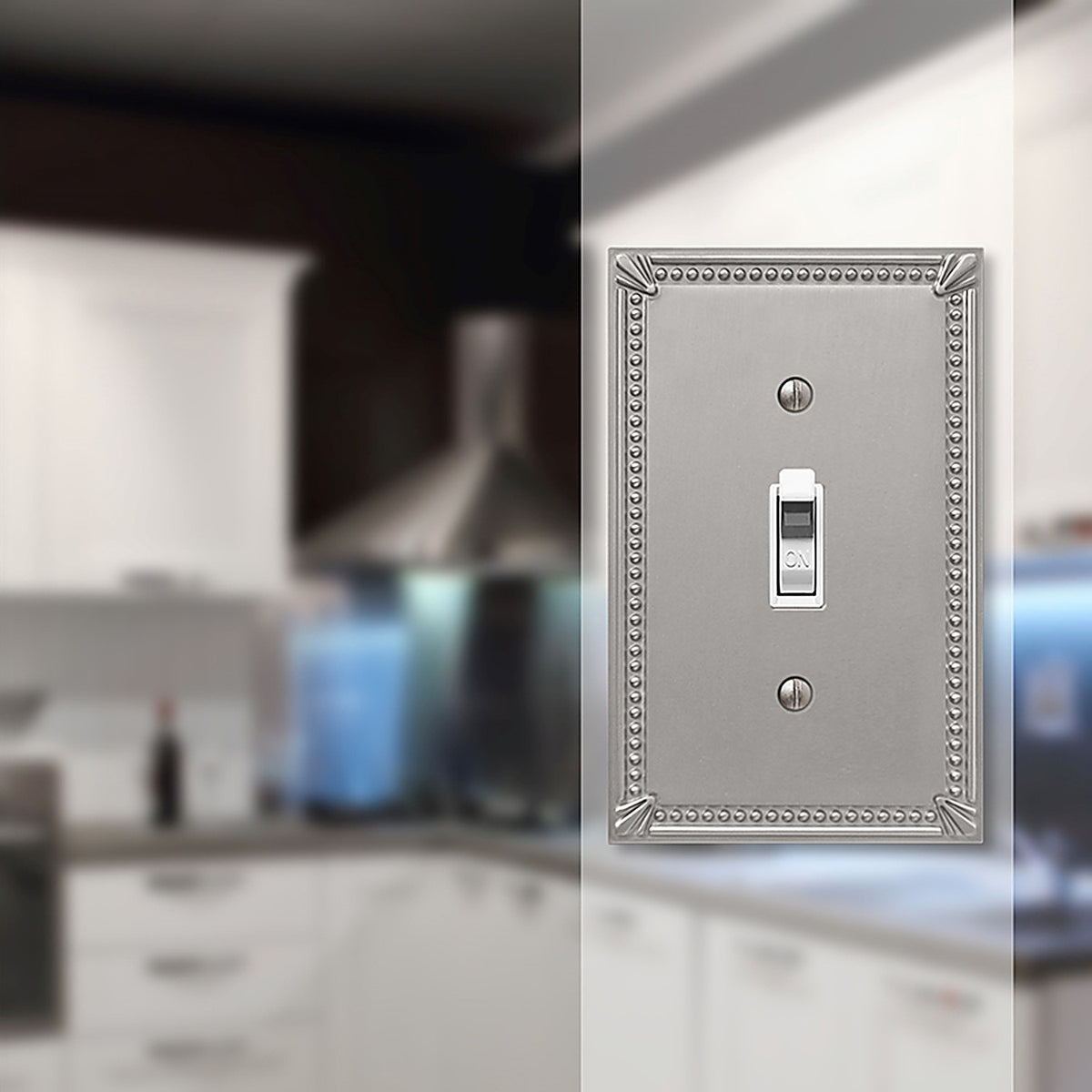 Amerelle 74TBN Imperial Bead Brushed Nickel Gray 1 gang Metal Toggle Wall Plate 1/Pack