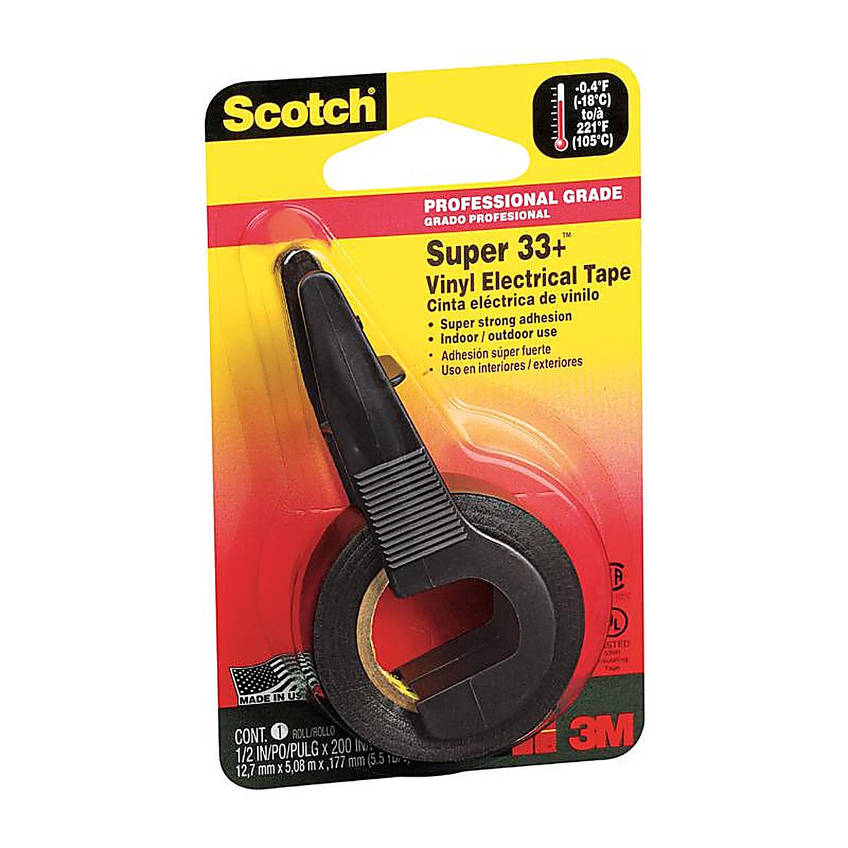 3M 194NA Scotch Super 33+ 1/2 in. W x 200 in. L Black Vinyl Electrical Tape