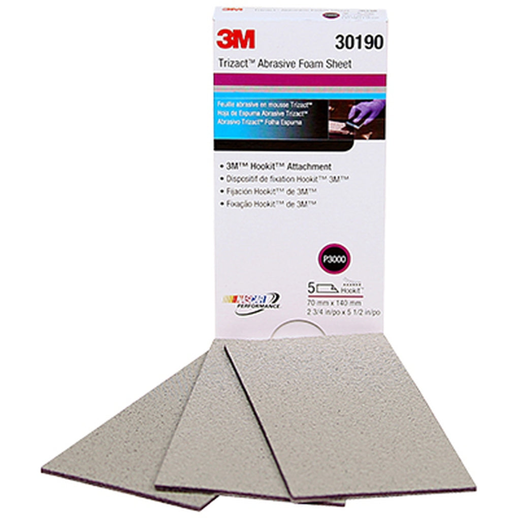 3M 30190 Trizact Hookit Foam Sheet, 2 3/4 in x 5 1/2 in (70 mm x 140 mm), 3000 grade UU003641535