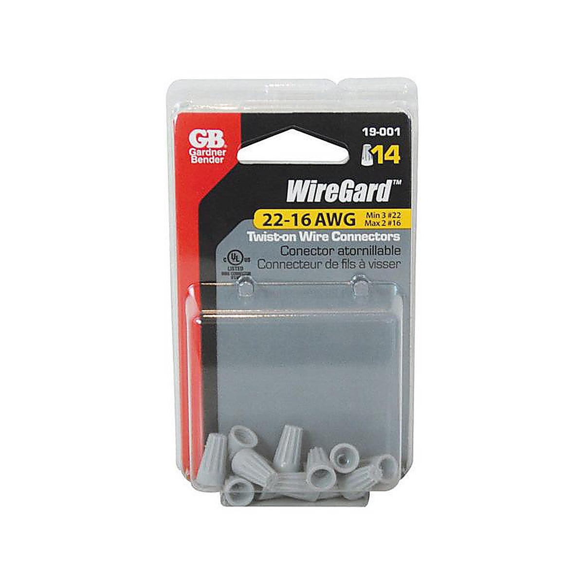 Gardner Bender 19-001 WingGard 22-16 Ga. Copper Wire Wire Connector Gray 14/Pack